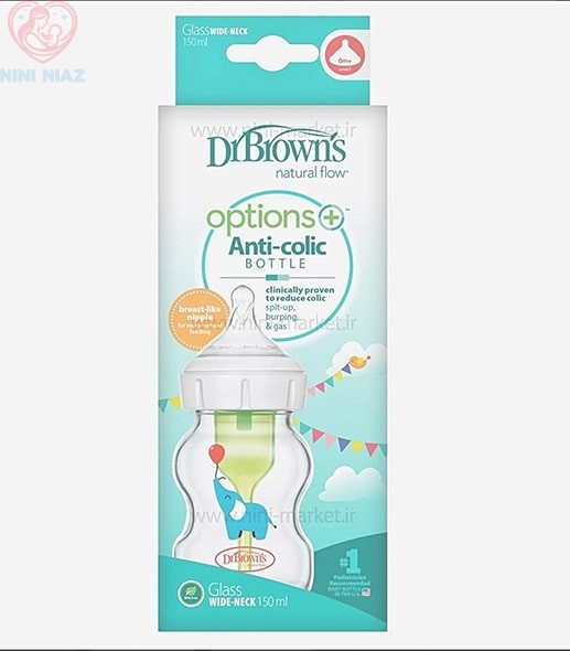 شیشه شیر 150 میلی لیتر طرح دار پیرکس دکتر براون Dr Brown's