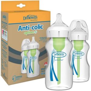 شیشه شیر پیرکس دو عددی ۲۷۰ میل آپشن پلاس عریض کد wb92700-intlx برند دکتر براونز Dr Browns