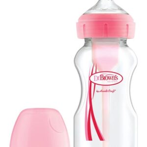 شیشه شیر طلقی ۲۷۰ میل آپشن پلاس عریض صورتی کد wb91601-esx برند دکتر براونز Dr Browns